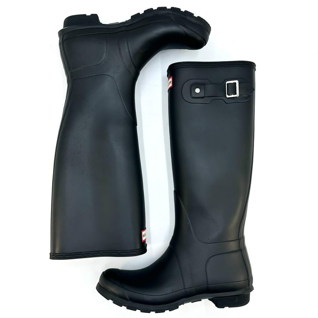 HUNTER ハンター バックル付き 長靴 レインブーツ ロングブーツ 防水 黒