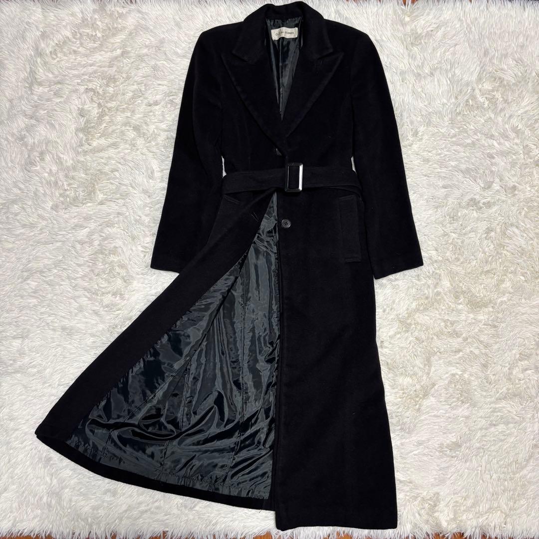 アンゴラ100%【vintage】マキシ丈ロングチェスターコート ベルト 黒 M
