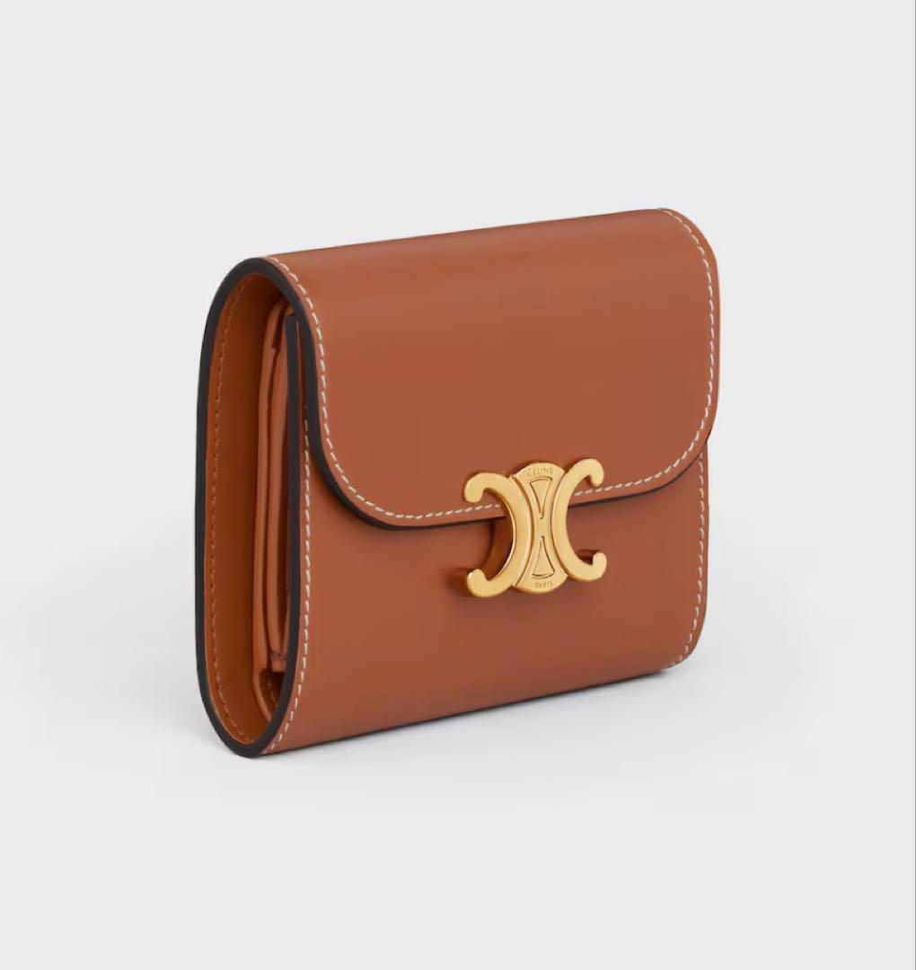 CELINE スモールフラップウォレット トリオンフ / シャイニーカーフスキン