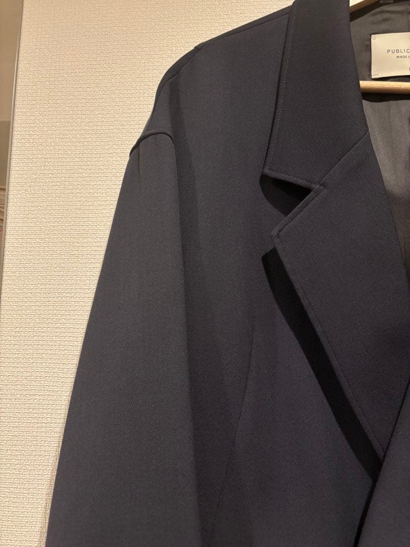PUBLIC TOKYO AQUA WOOL カルゼダブルジャケット ネイビー