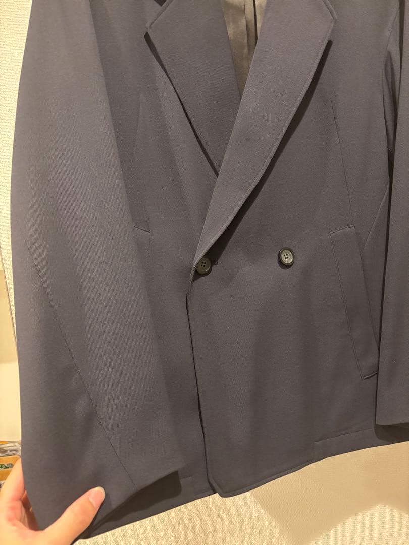 PUBLIC TOKYO AQUA WOOL カルゼダブルジャケット ネイビー