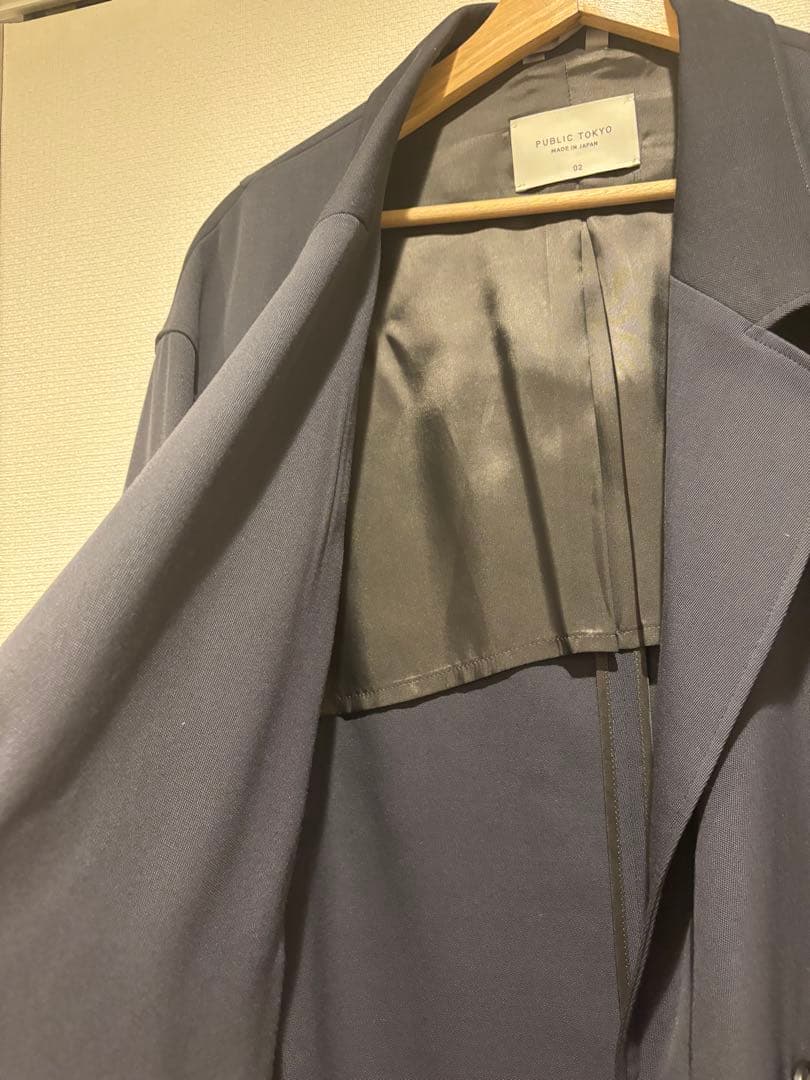 PUBLIC TOKYO AQUA WOOL カルゼダブルジャケット ネイビー