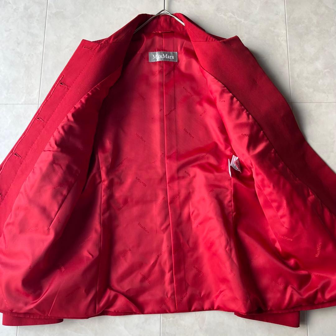 マックスマーラ Max Mara ショートコート 比翼 レッド 赤 42 XL