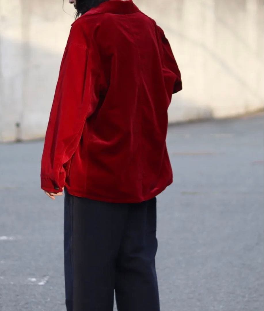 新品 blurhms Velvet Work Jacket DarkRed 4
