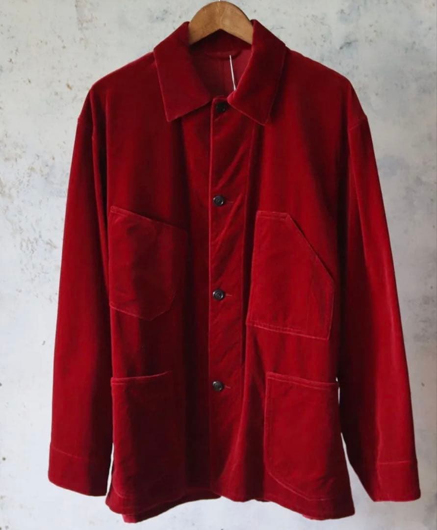 新品 blurhms Velvet Work Jacket DarkRed 4