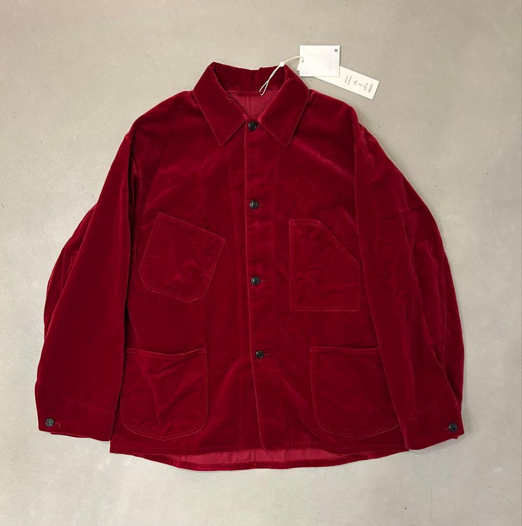 新品 blurhms Velvet Work Jacket DarkRed 4