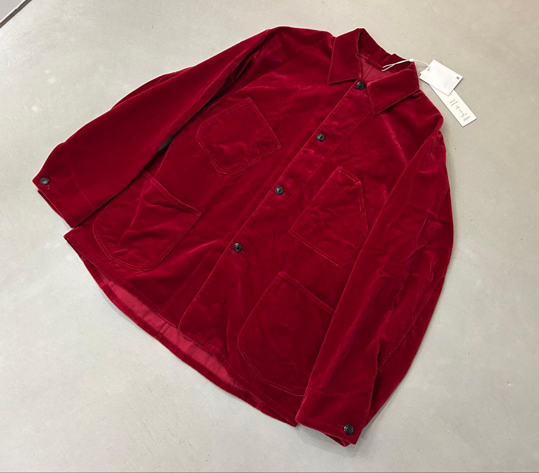 新品 blurhms Velvet Work Jacket DarkRed 4