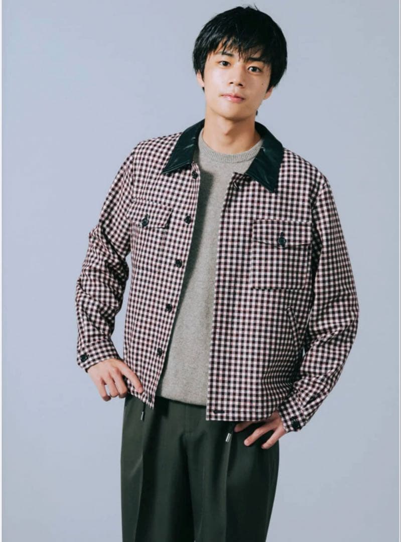 ✨美品✨CABaN キャバン　ウールストレッチ ギンガムチェックブルゾン　日本製