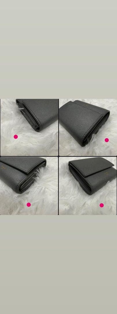 【美品】CELINE セリーヌ 三つ折り財布 箱付き 付属品　ウォレット　グレー