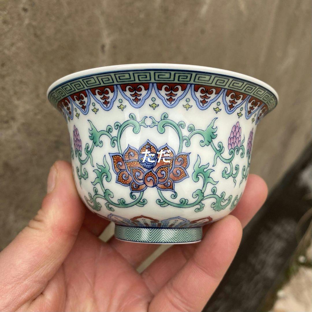 中国茶器 景徳镇 纏枝蓮元辰三才蓋碗 蓋付き茶器 飲茶食器 煎茶具 未使用品