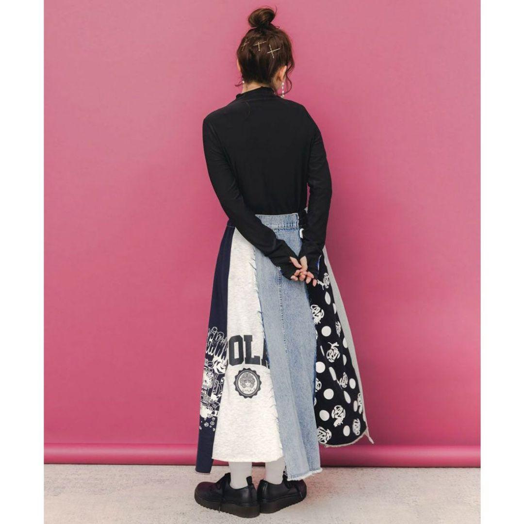 大人気❤ ScoLar スカラー リメイク風 異素材切替フレアスカート　デニム
