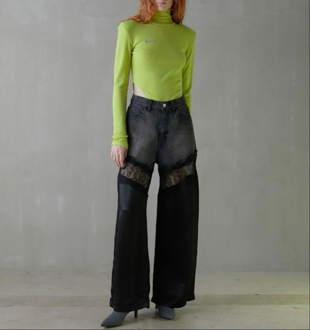 パンツ PRANK PROJECT denim lace blocking pants
