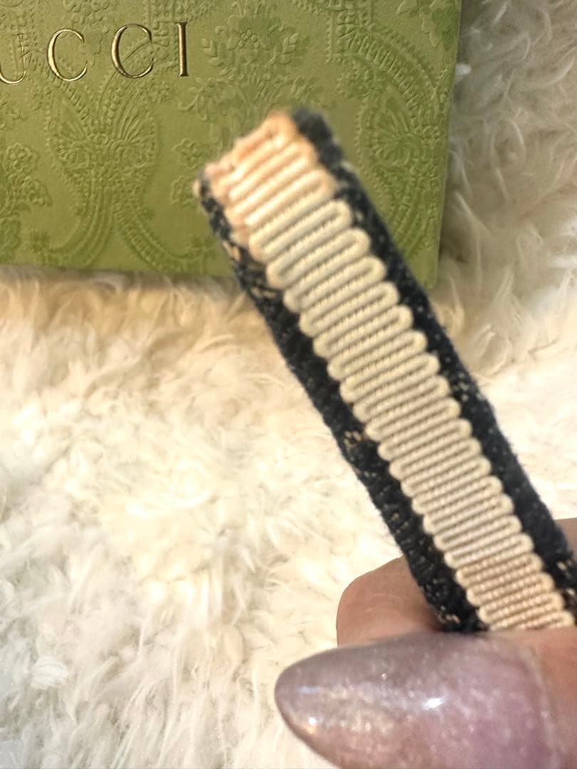 〇良品〇 GUCCI デニム ヘアバンド ネイビー