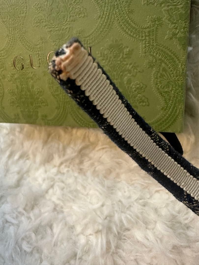 〇良品〇 GUCCI デニム ヘアバンド ネイビー