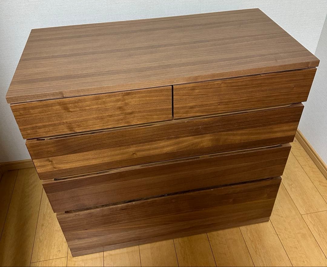 【美品】無印良品　木製チェスト4段　ウォールナット