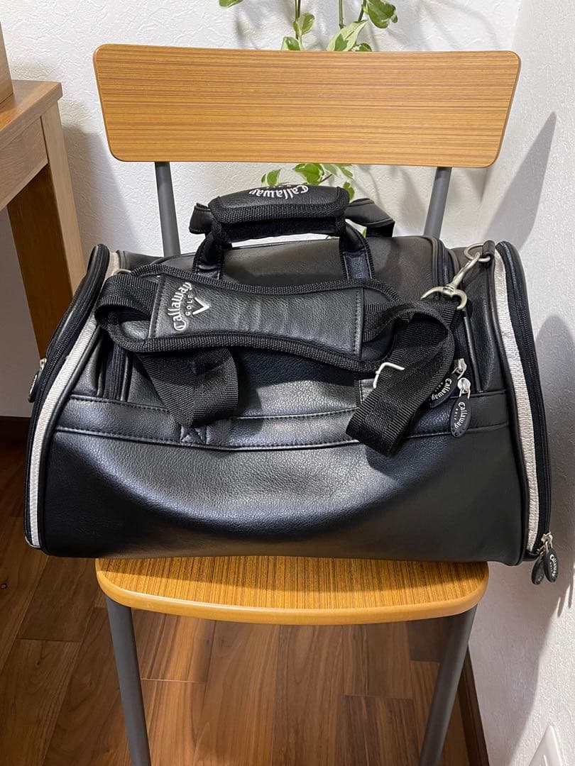 [美品]Callaway ゴルフ ボストンバッグ ブラック レザー　大容量