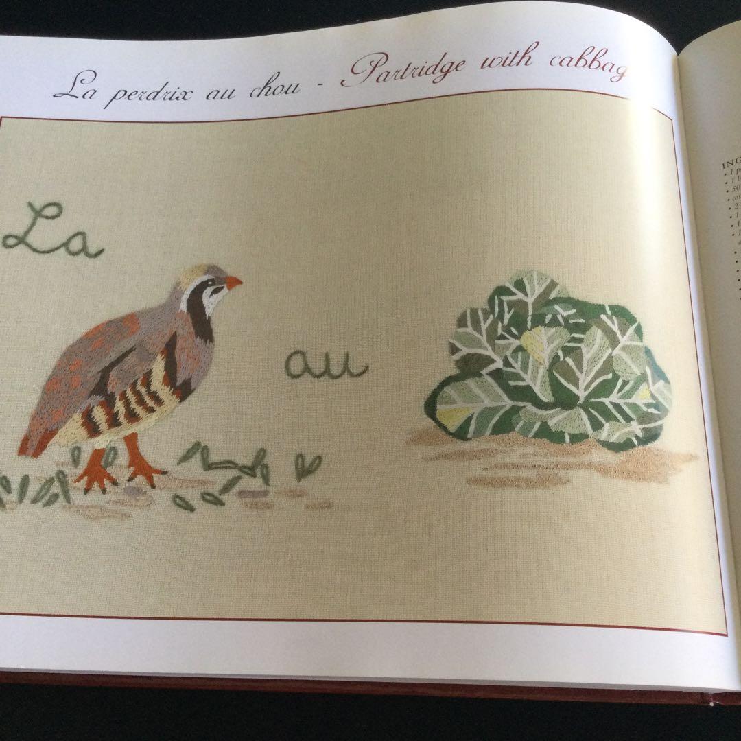 刺繍　図案集　洋書　レシピ 洋書　英語　フランス語　刺しゅう　料理　食材　食べ物