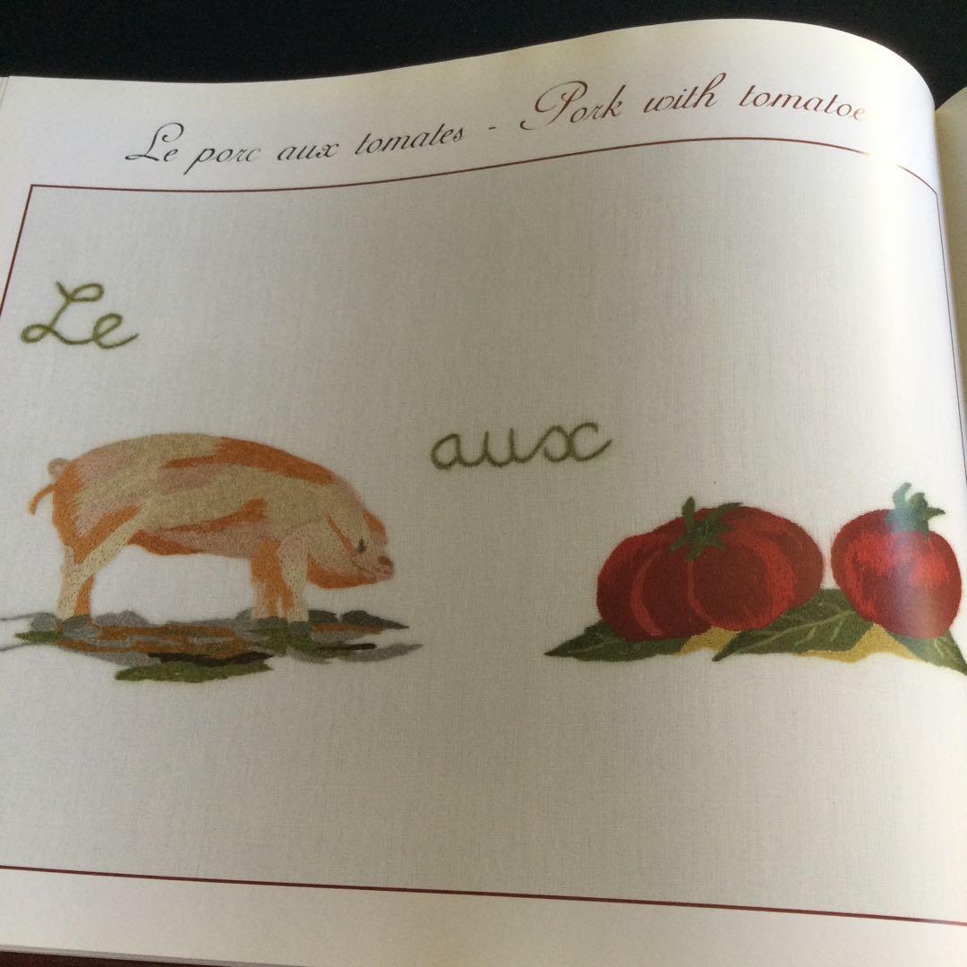 刺繍　図案集　洋書　レシピ 洋書　英語　フランス語　刺しゅう　料理　食材　食べ物