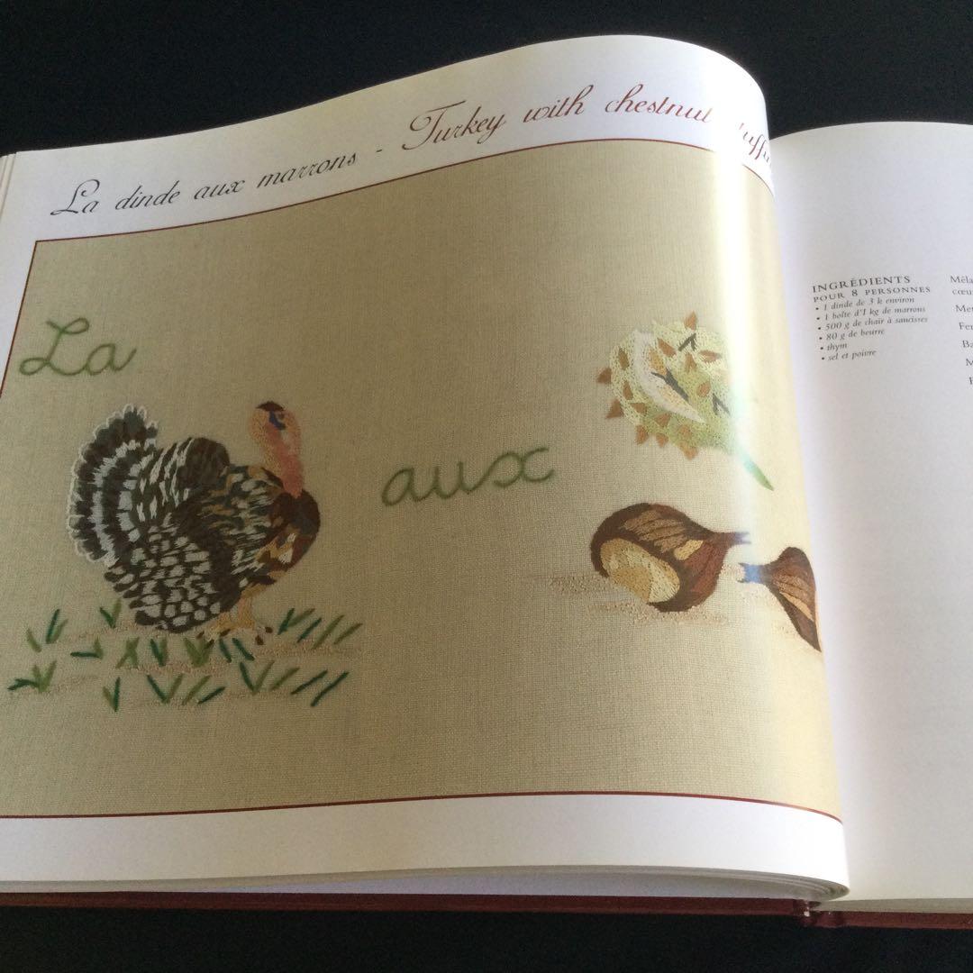 刺繍　図案集　洋書　レシピ 洋書　英語　フランス語　刺しゅう　料理　食材　食べ物