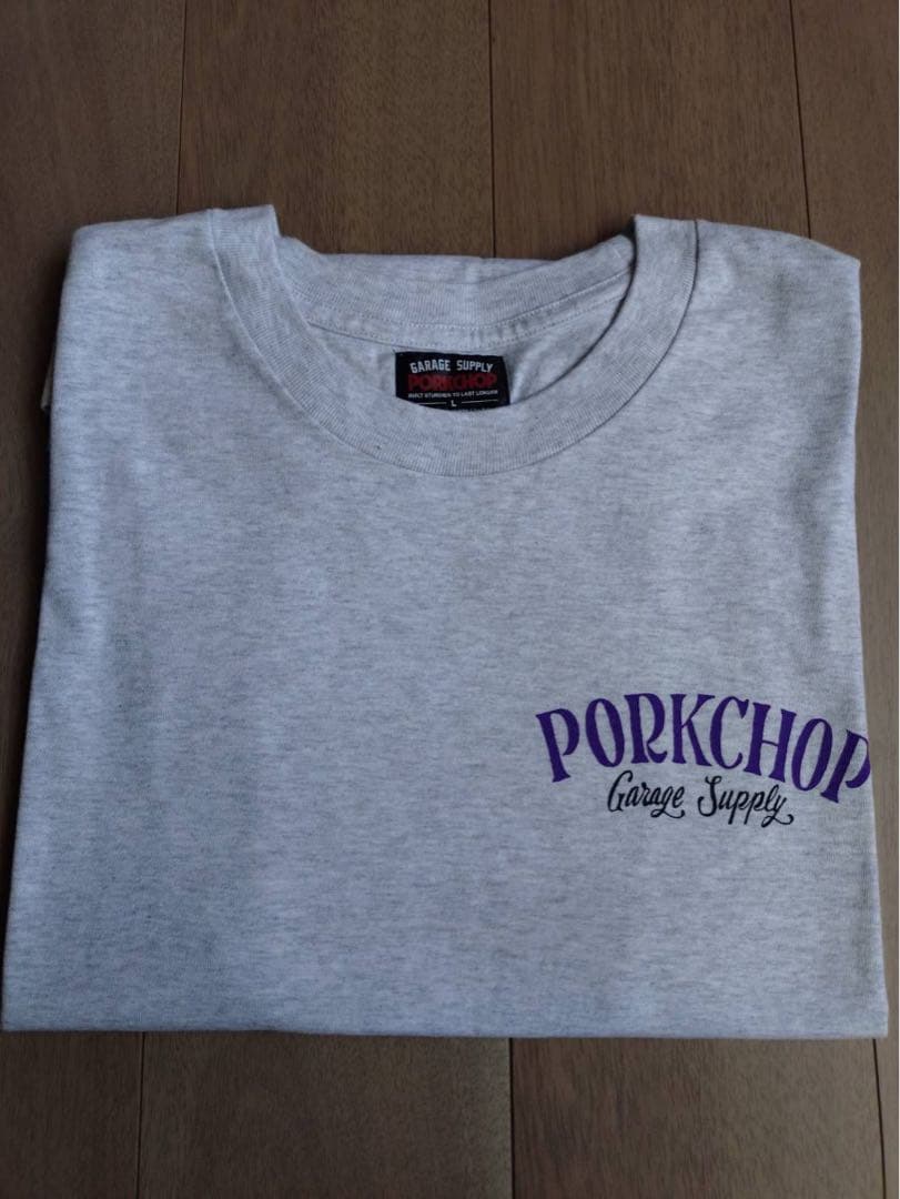 PORKCHOP ポークチョップ　グレー パープル　Tシャツ　L