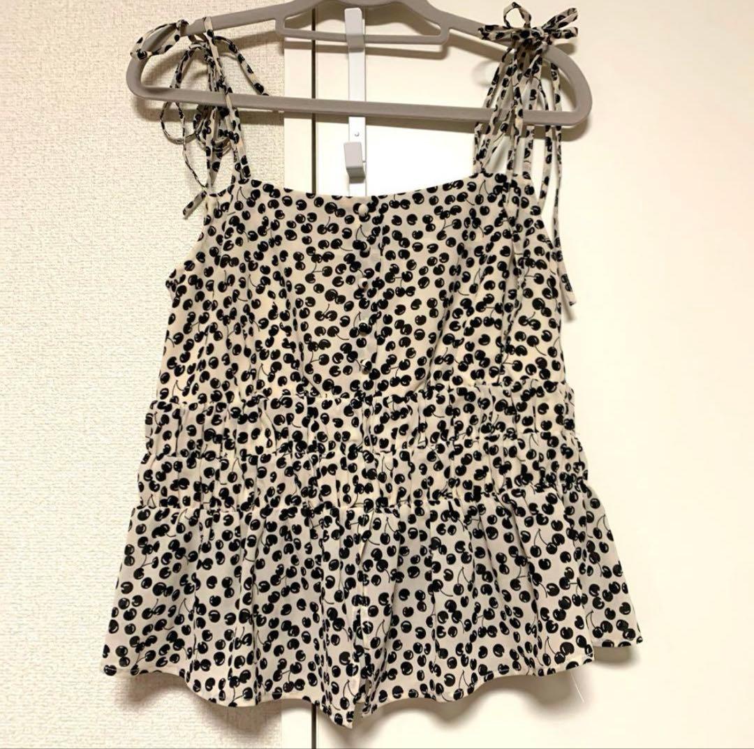 【heripto】Cherry Pattern Strap Top キャミソール