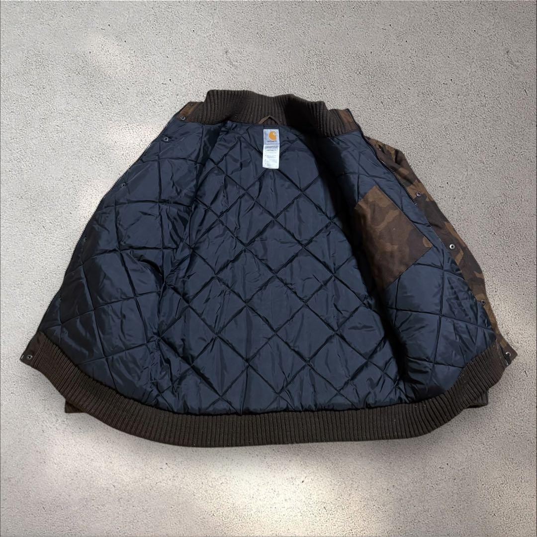 【N94】Carhartt 中綿ジャケット 迷彩 XXLビッグサイズリブネック