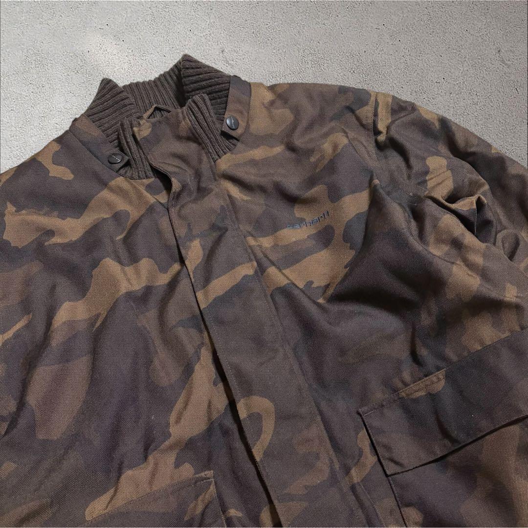 【N94】Carhartt 中綿ジャケット 迷彩 XXLビッグサイズリブネック