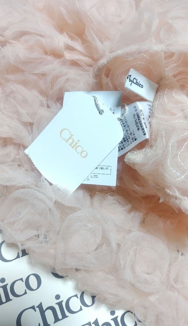 Chico ローズチュールペプラムブラウス ピンク
