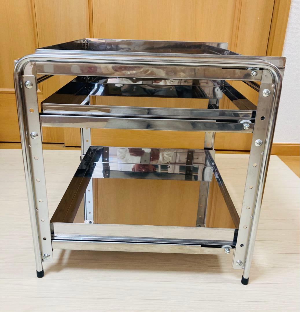 【美品】キッチン下 スライドラック 3段 高さ調整可