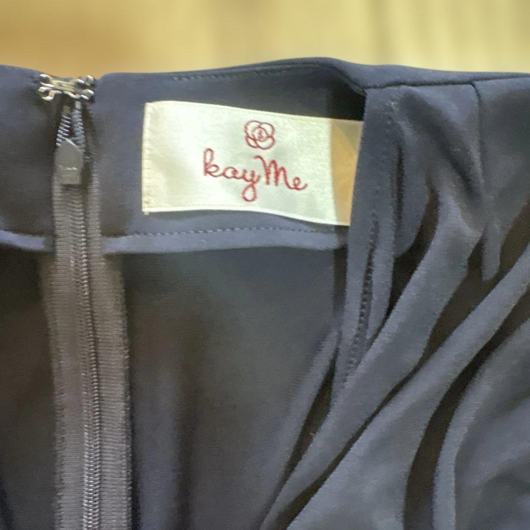 kayMe ネイビー 長袖 ひざ丈ラップワンピース 11 ケイミー