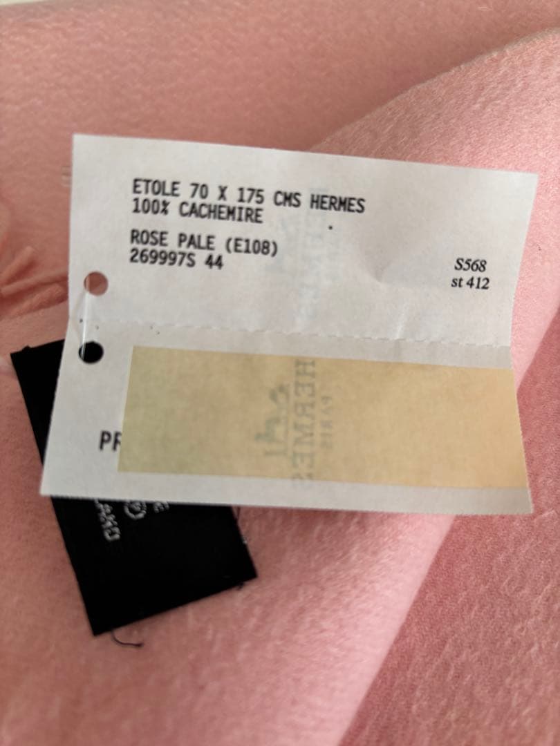 HERMÉS ピンク カシミヤ マフラー