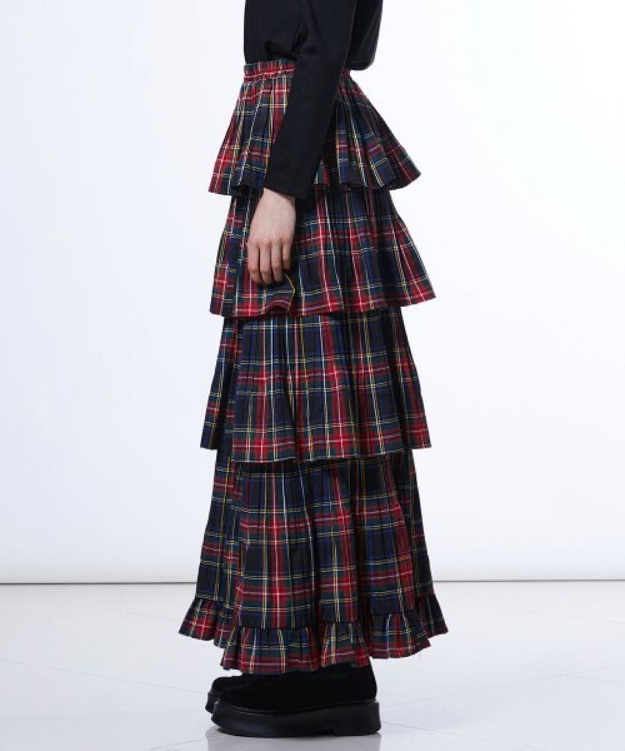 美品☆ダブルスタンダードクロージング チェックティアードフリルスカート38