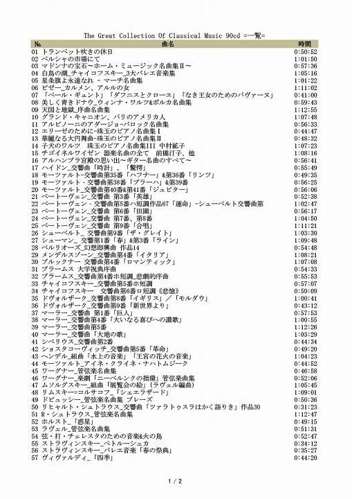 ソニー クラシック名曲集CD90枚 音の索引CD3枚 冊子2冊