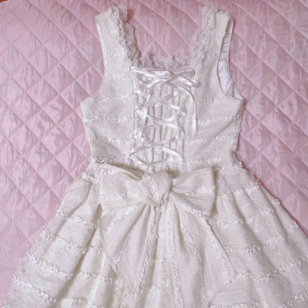 タイムセール【美品】BABY, ミシェル・リリィジャンパースカート　白　総レース