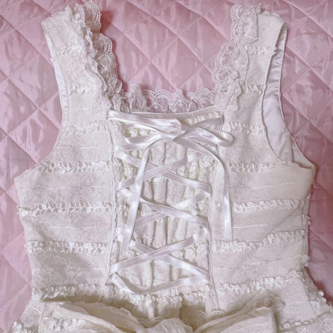 タイムセール【美品】BABY, ミシェル・リリィジャンパースカート　白　総レース