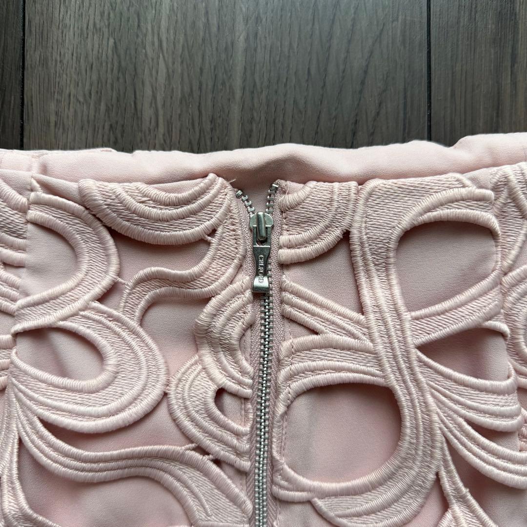 美品✨セルフォード リボンレースタイトスカート 石原さとみ ピンク 総柄