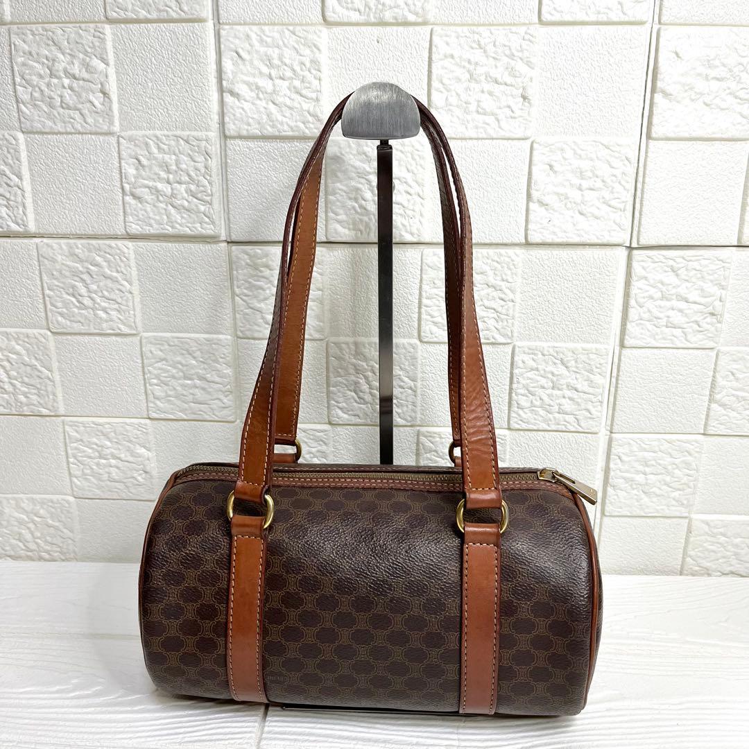 ✨美品✨☘️CELINE ☘️✨ミニボストン✨ドラム型✨マカダム柄✨PVCレザー✨