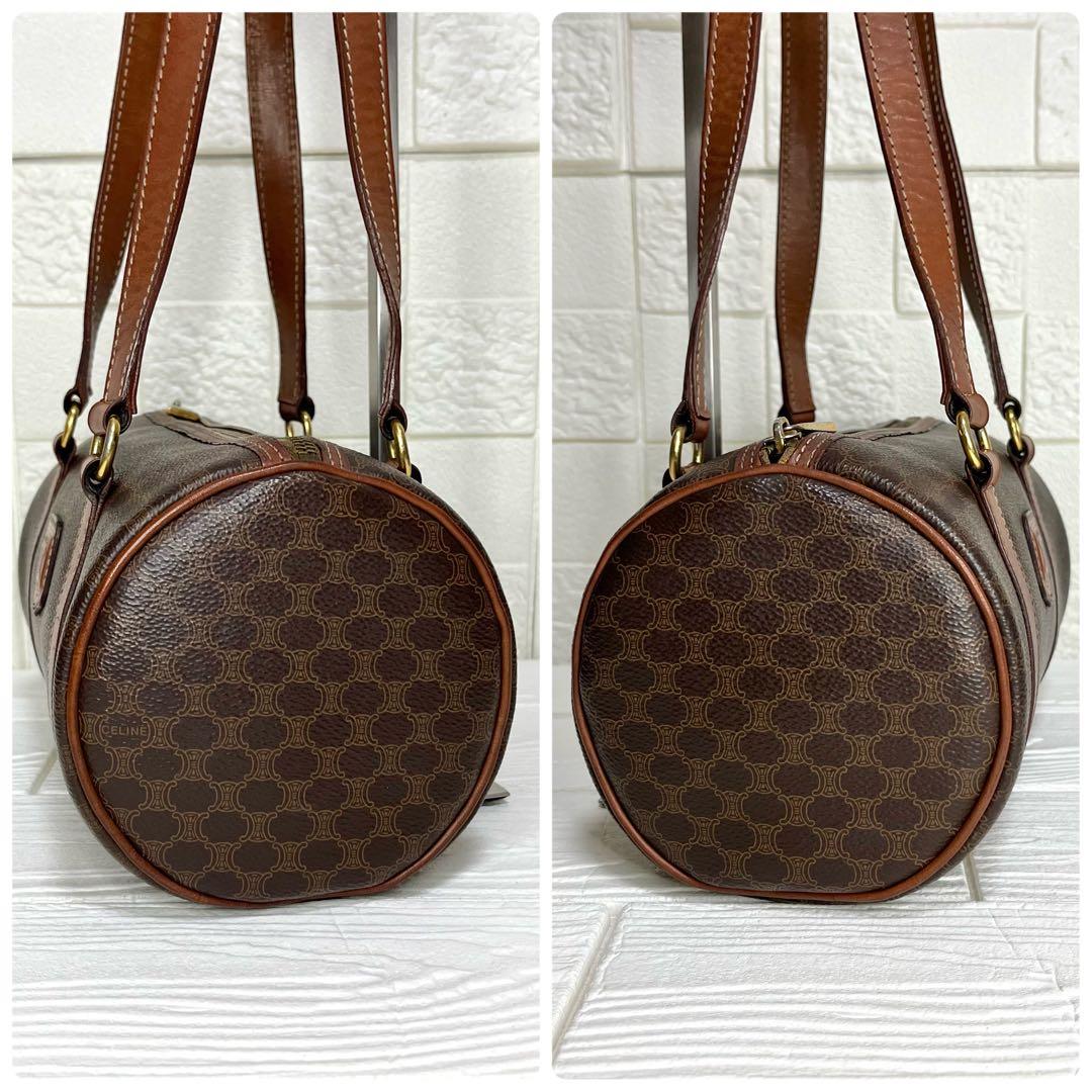 ✨美品✨☘️CELINE ☘️✨ミニボストン✨ドラム型✨マカダム柄✨PVCレザー✨