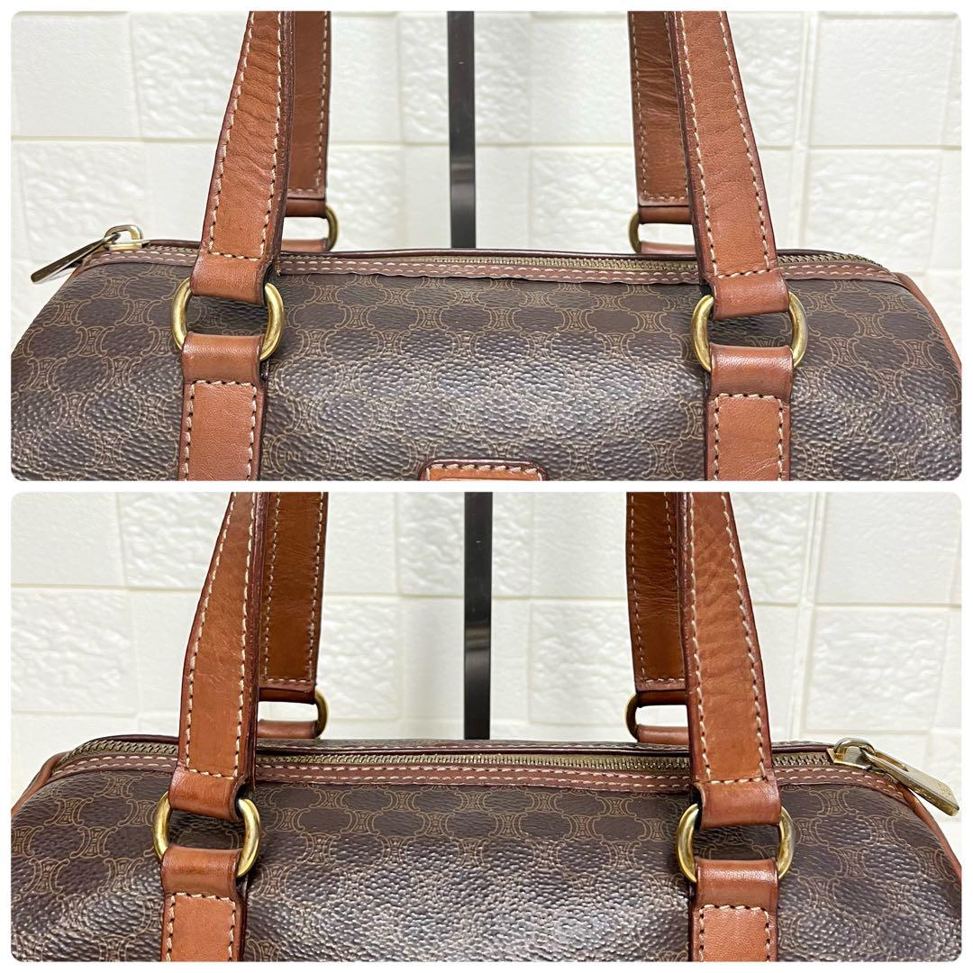 ✨美品✨☘️CELINE ☘️✨ミニボストン✨ドラム型✨マカダム柄✨PVCレザー✨
