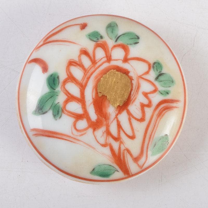茶道具　京焼　河合瑞豊作　呉須赤絵　花草文　香合　共布共箱　V　8810
