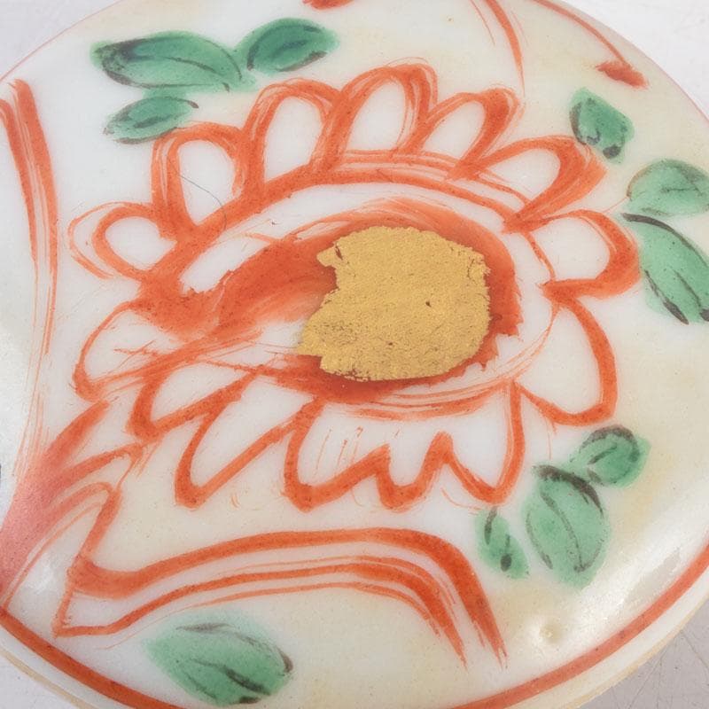 茶道具　京焼　河合瑞豊作　呉須赤絵　花草文　香合　共布共箱　V　8810