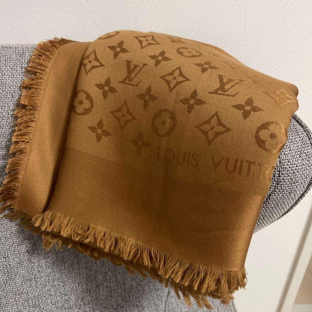 美品　LOUIS VUITTO モノグラム ショール ブラウン 茶色　キャメル