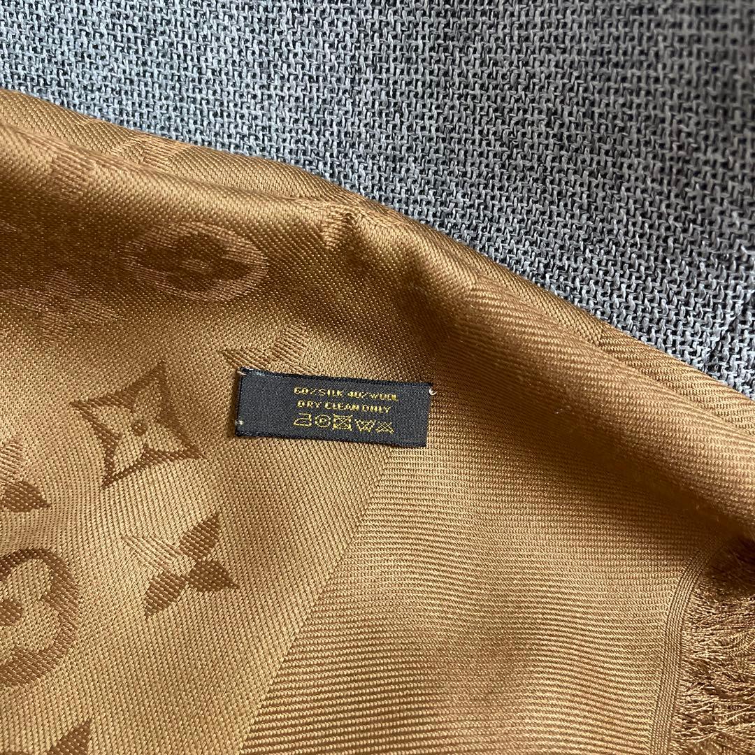 美品　LOUIS VUITTO モノグラム ショール ブラウン 茶色　キャメル