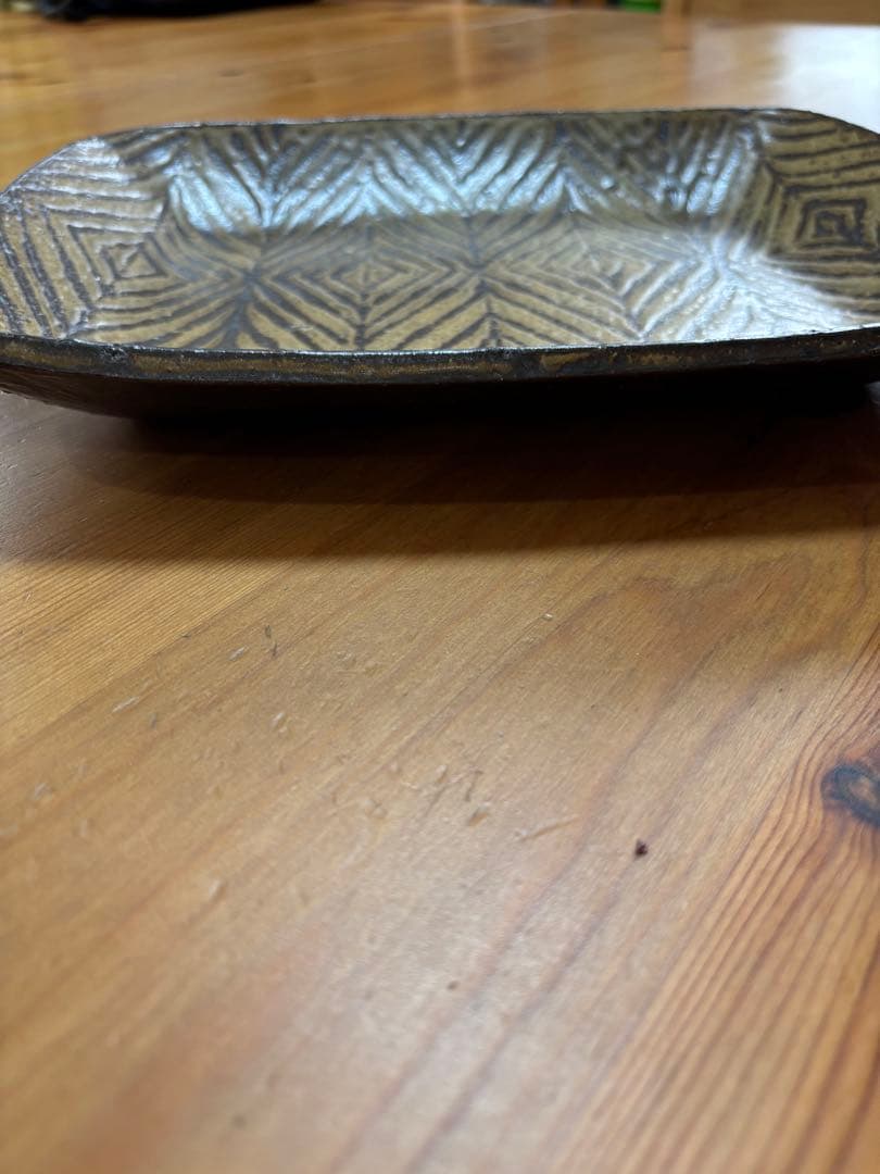 ❤️週末限定セール❤️新品　城進　鉄絵　陶器　長方形　大皿　プレート