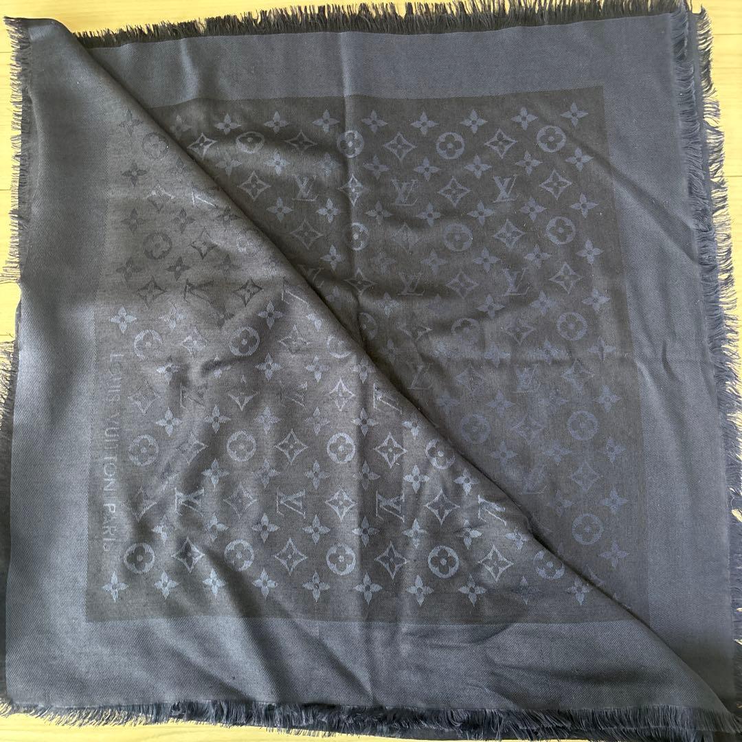 美品　LOUIS VUITTON モノグラム　ネイビー ストール　大判
