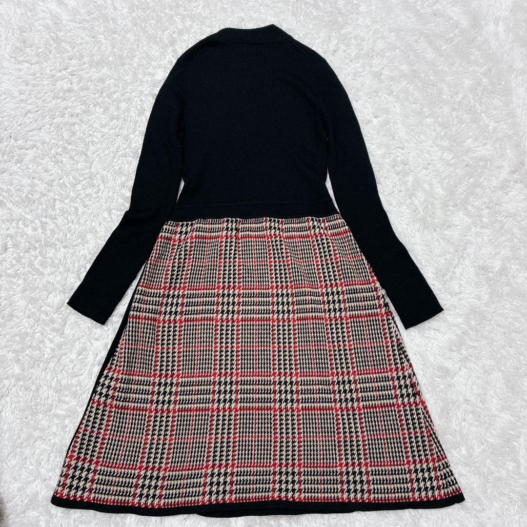 【極美品】ブルーレーベルクレストブリッジ ノバチェック ニット ワンピース 38