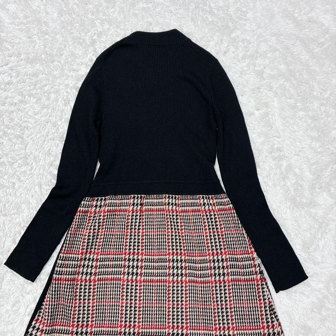 【極美品】ブルーレーベルクレストブリッジ ノバチェック ニット ワンピース 38
