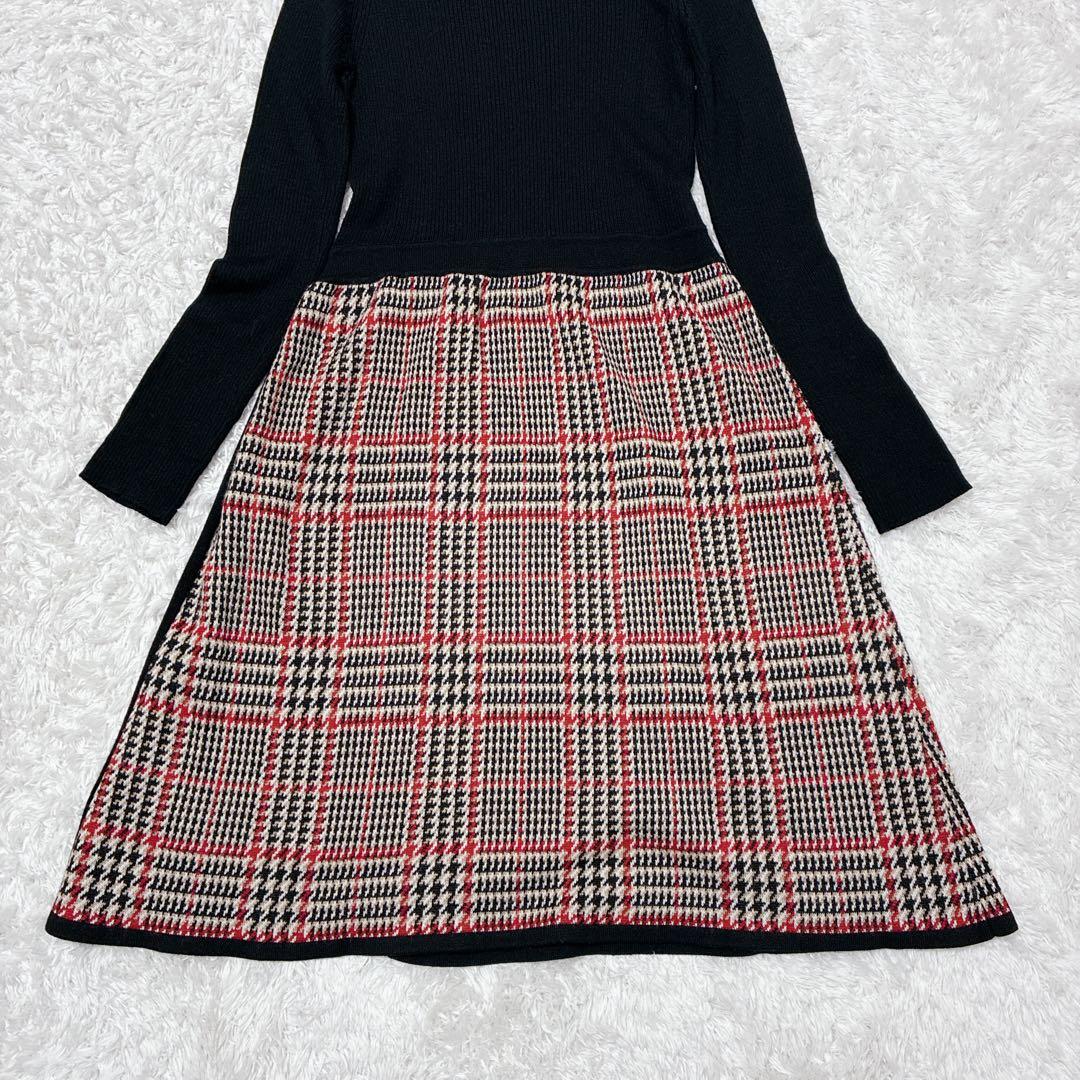 【極美品】ブルーレーベルクレストブリッジ ノバチェック ニット ワンピース 38