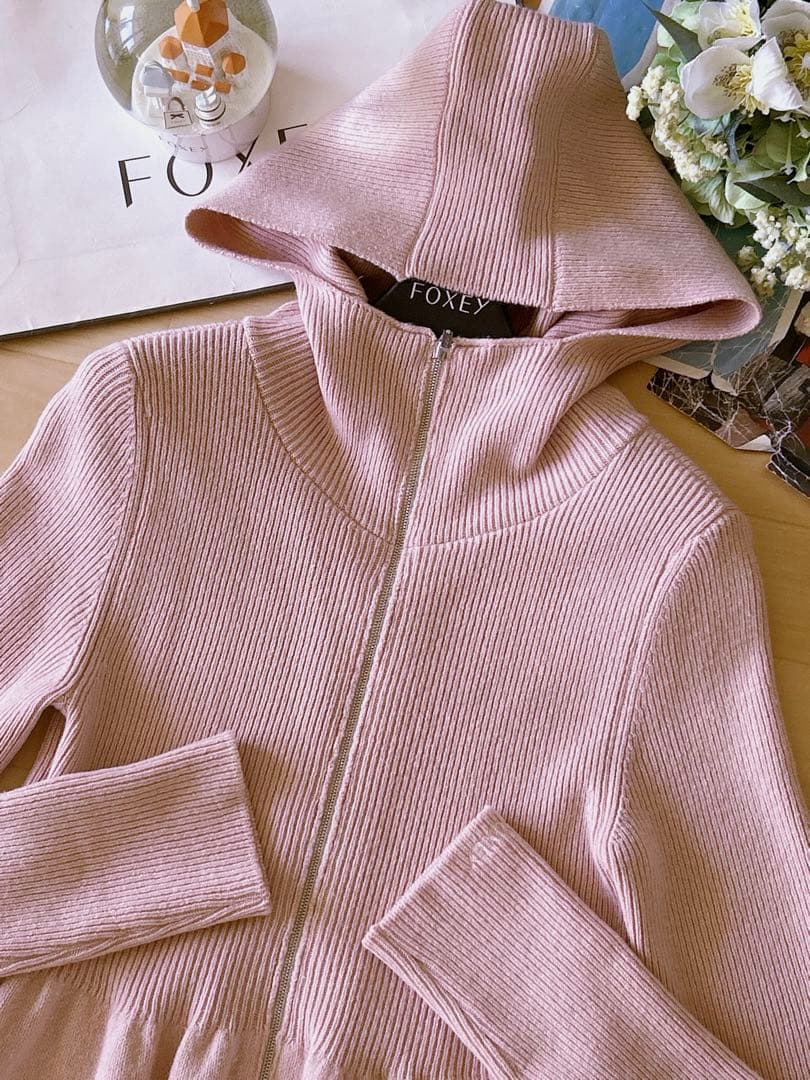 極美品！FOXEYカシミアフード付きカーディガン 40 Rene foxey