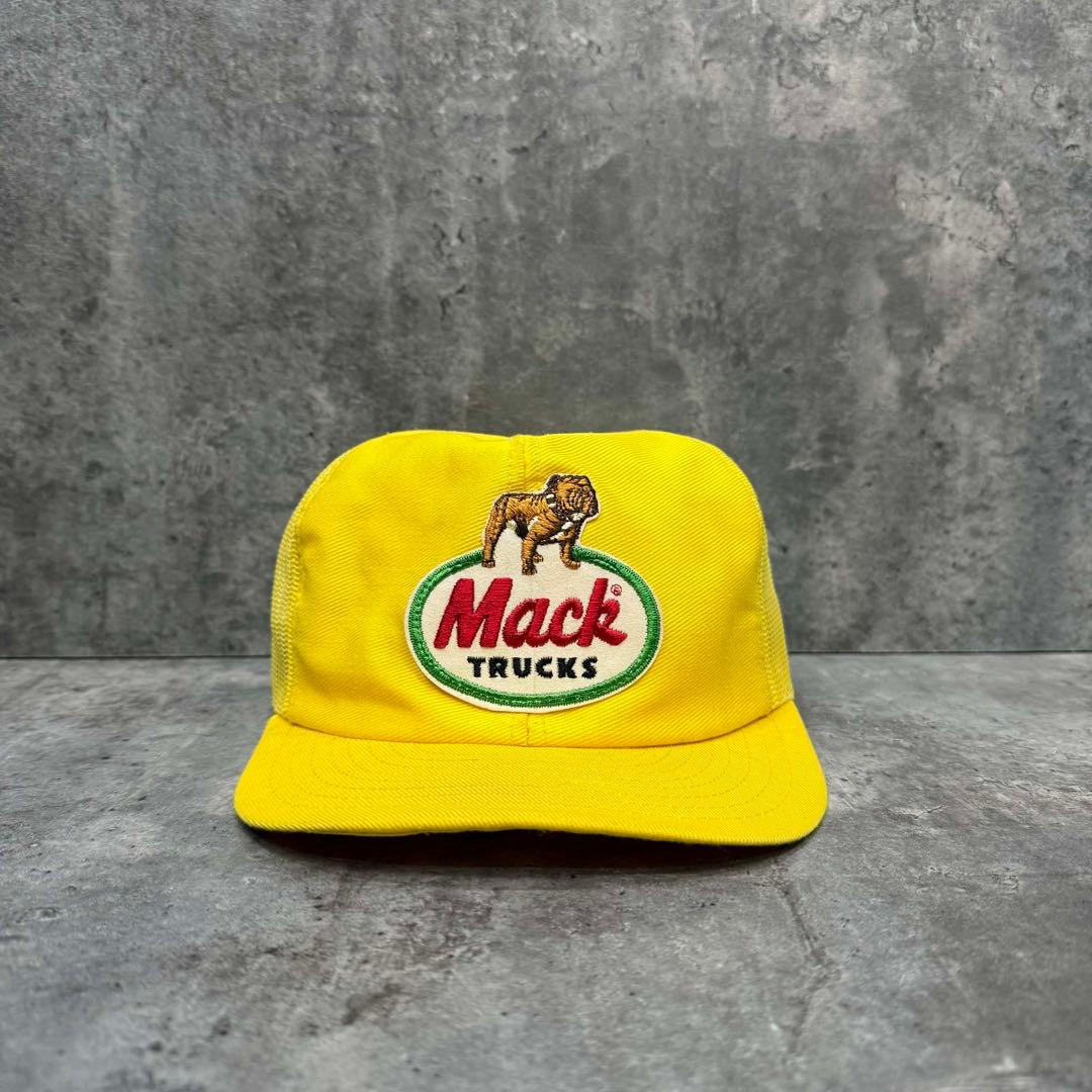 80s USA製　Mack Trucks イエローメッシュキャップ